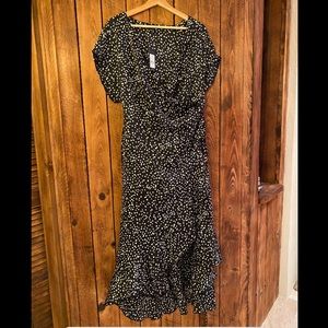 Polka dot ruffle wrap dress new with tags